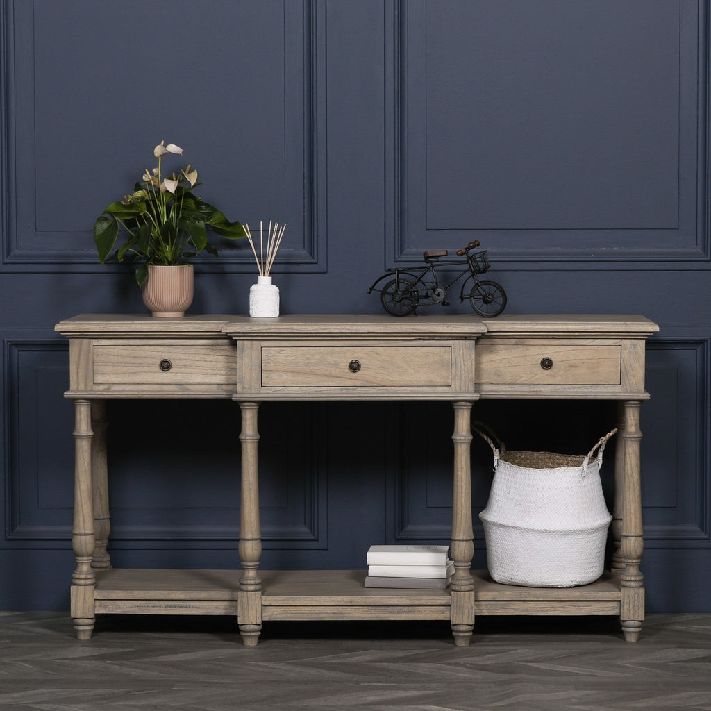 French Rustic Wooden Breakfront Console