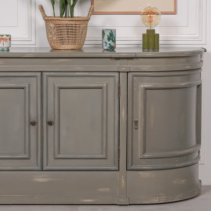 Distressed French Grey Curved Sideboard