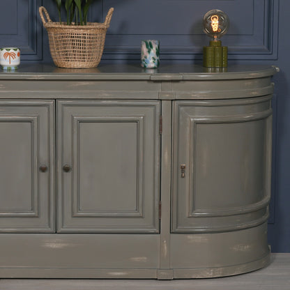 Distressed French Grey Curved Sideboard