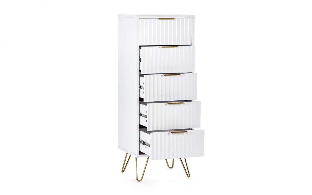 Murano 5 Drawer Chest - Matt White