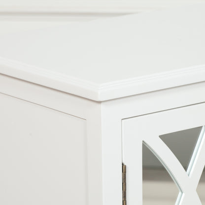 French Breakfront White Mirror Front Sideboard