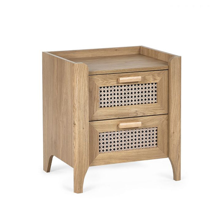 Sydney 2 Drawer Rattan Front Bedside