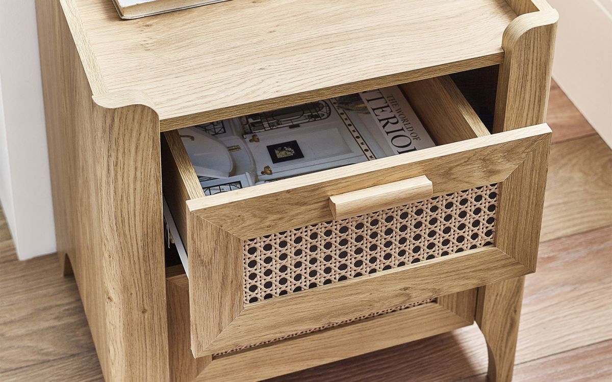 Sydney 2 Drawer Rattan Front Bedside