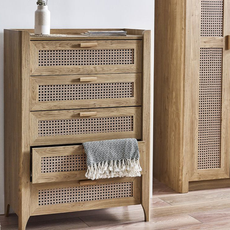 Sydney Rattan Front 5 Drawer Chest