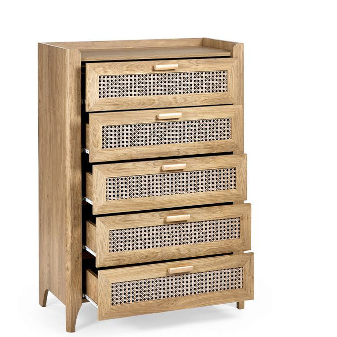 Sydney Rattan Front 5 Drawer Chest